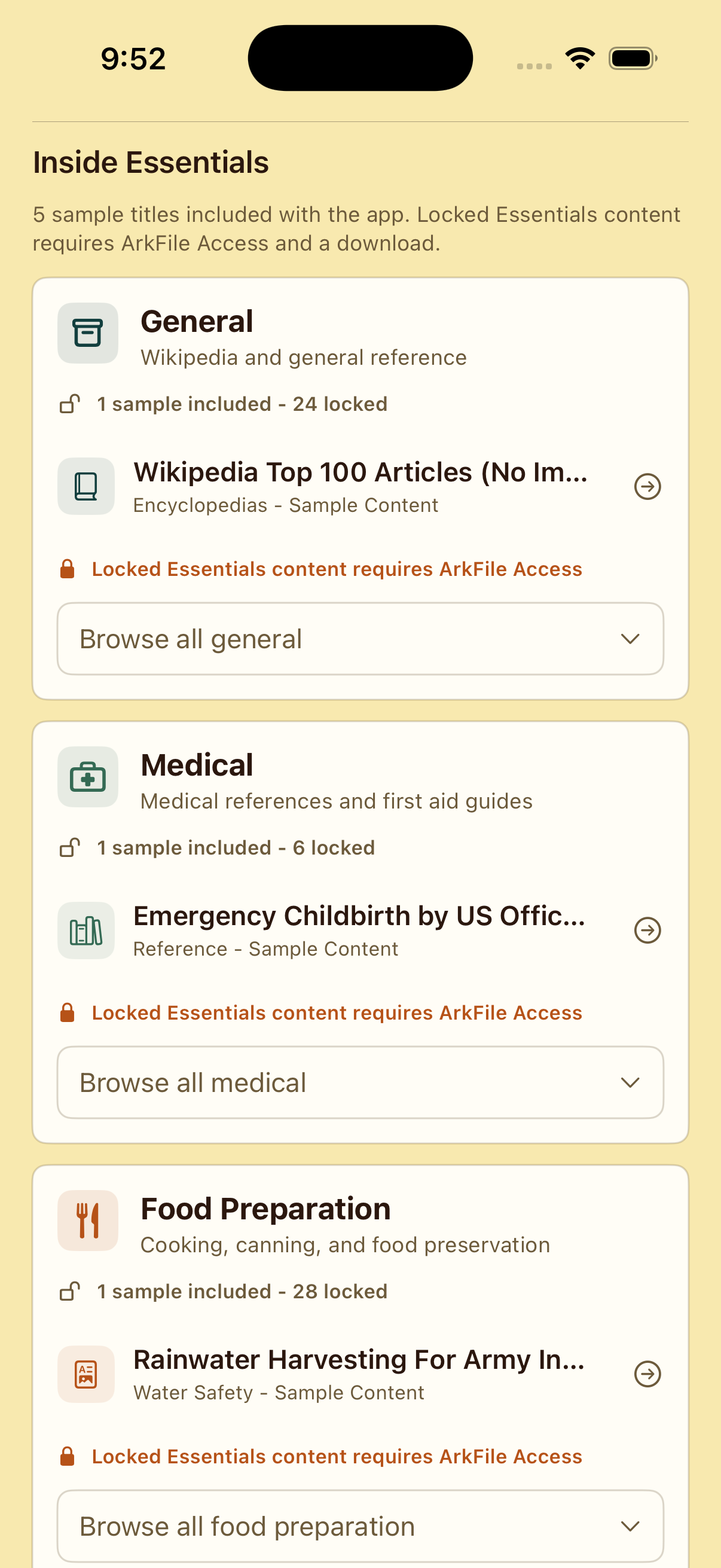 ArkFile iOS content pack samples