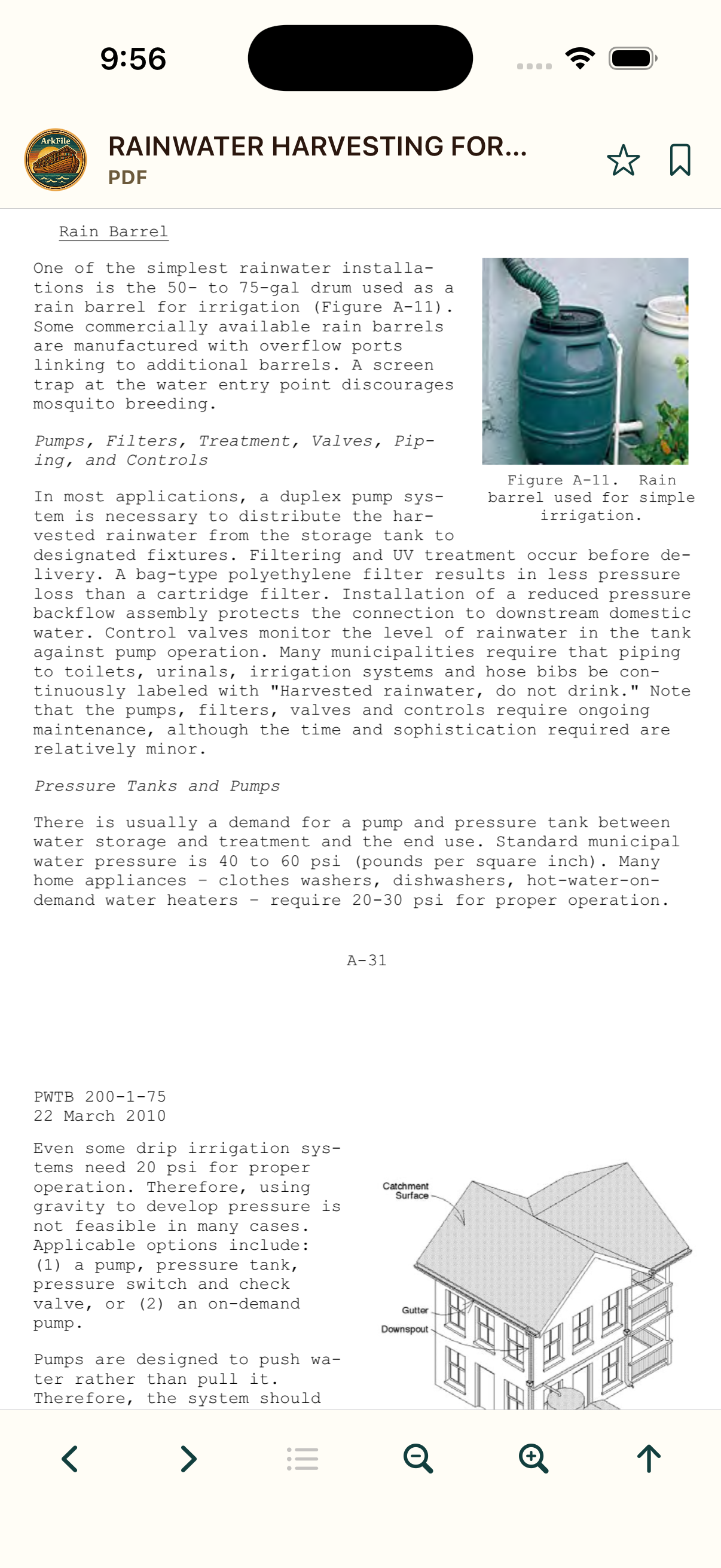 Rainwater harvesting reference in ArkFile iOS
